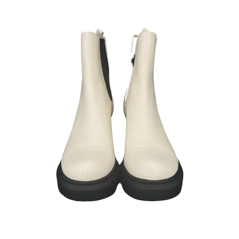 Stuart Weitzman Norah Chelsea Cream Leather Platform Boots, Size 10C WORN ONCE - Picture 2 of 10